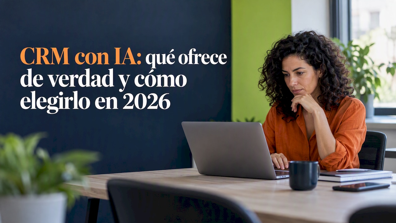 Profesional valorando un CRM con IA en su portátil