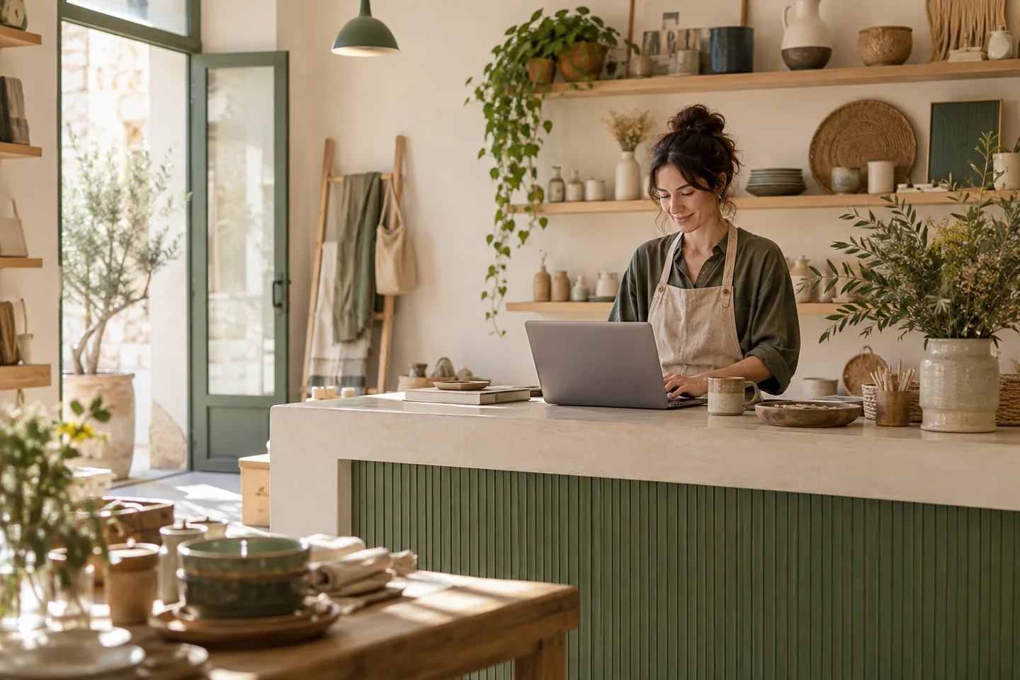 Escena conceptual de digitalización de un comercio